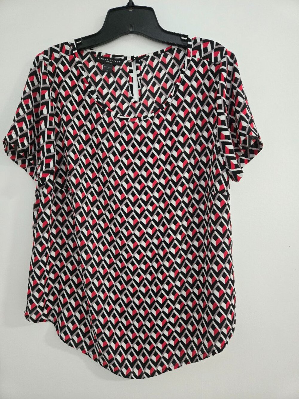 Simply Styled by Sears Women's Short Sleeve Blouse Large– Casual Everyday Top